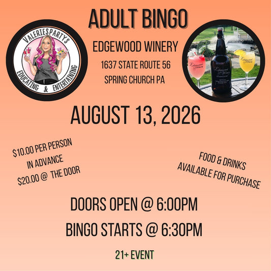 August Edgewood Winery Adult Game Night Out