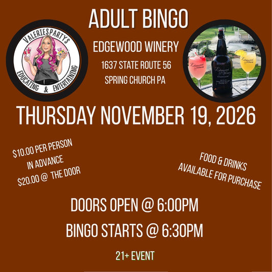 November Edgewood Winery Adult Game Night Out
