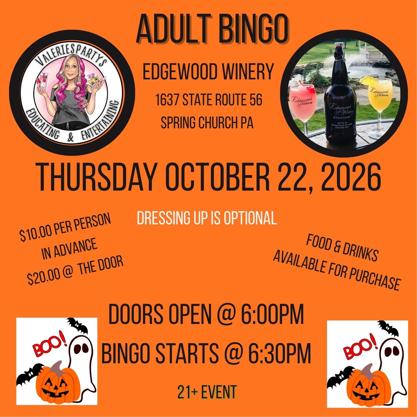 October Edgewood Winery Adult Night Out